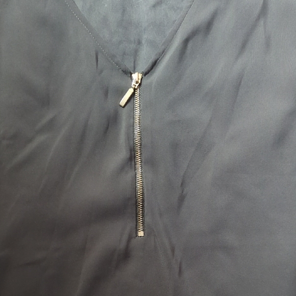 Express Women's Sage Green Blouse with Zipper - Picture 2 of 4